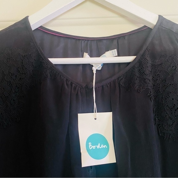 Boden LBD Sasha Whimsigoth Sheer Sleeves w Appliqué Lace Dress Size 10 LONG - Picture 3 of 7